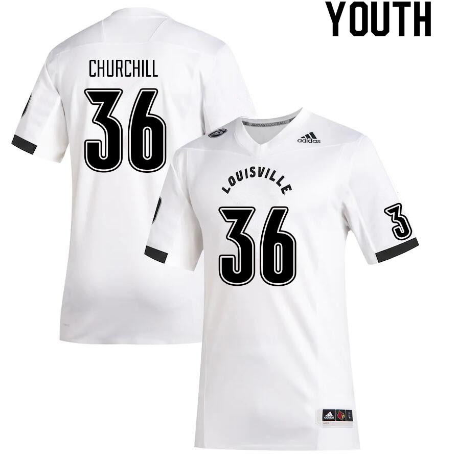 Youth #36 Jatavian Churchill Louisville Cardinals College Football Jerseys Sale-White - Click Image to Close